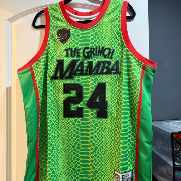 None Other - Kobe Bryant Green Mamba Grinch Basketball Jersey XL